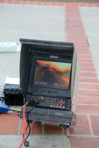 sewer camera checks the inside of a sewer drain